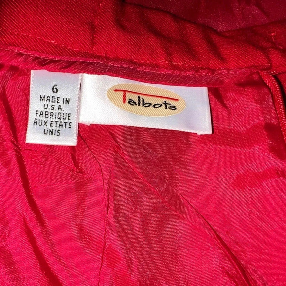 Talbots, 6 vintage red wool fully lined darted, rear vent zip latch button close - Picture 5 of 7
